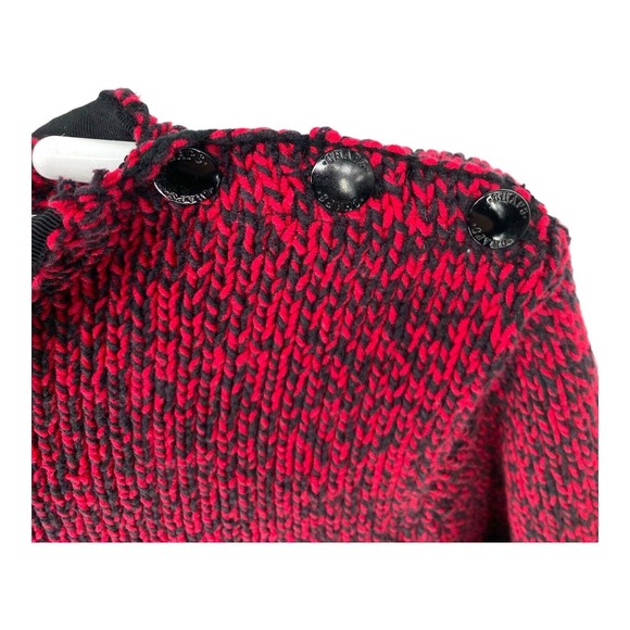 NWT Chaps Luxury Red Black Marled Fold Down Thick Knit Art-to-Wear Sweater Sz 2X - Picture 9 of 10
